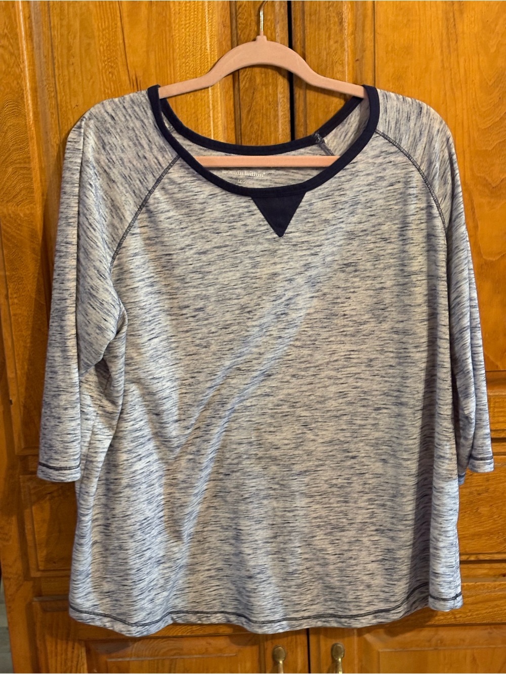 Woman Within Blue Heather Women’s Pullover with Navy Trim 18/20